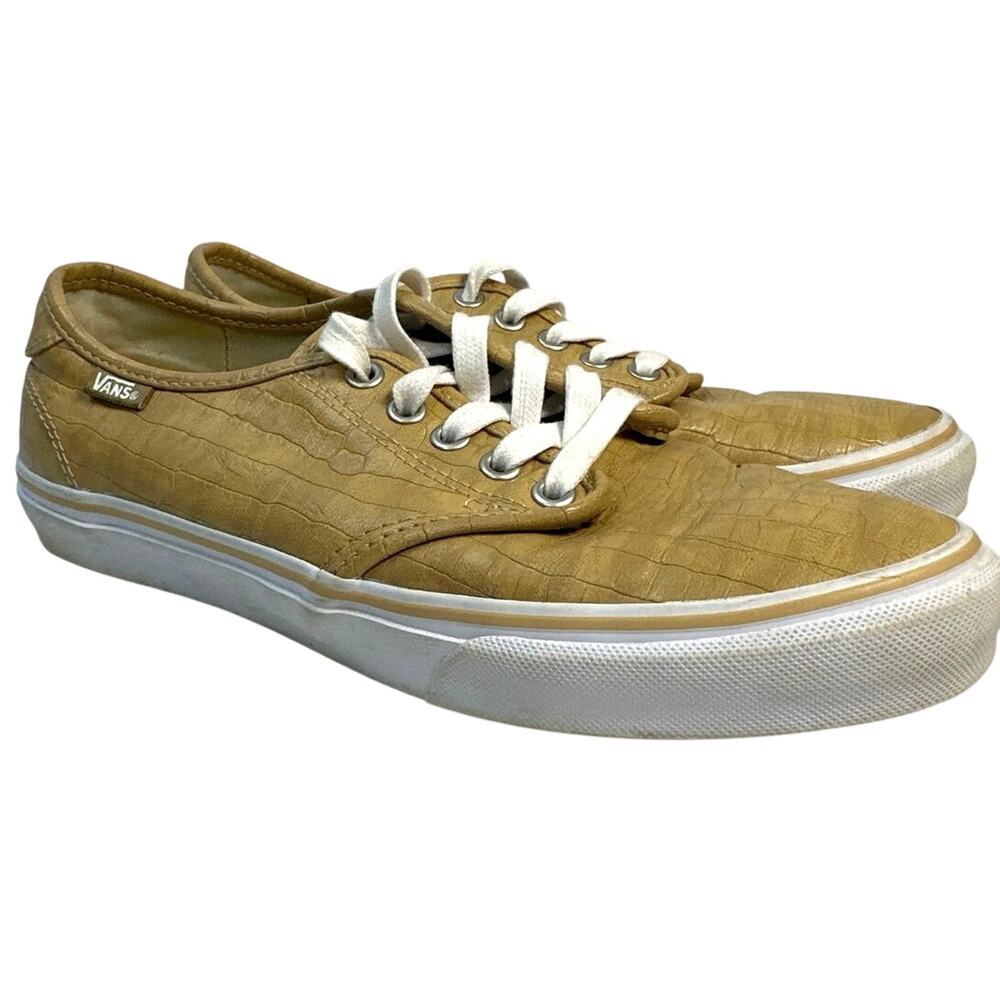 Vans Camden Deluxe tan faux crocodile skin sneakers womens size 9.5